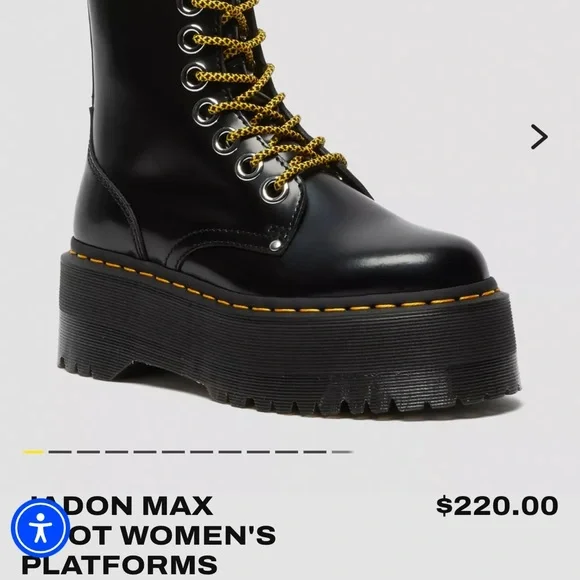 Dr Marten Black Platform Boots with Yellow Laces - Picture 8 of 8